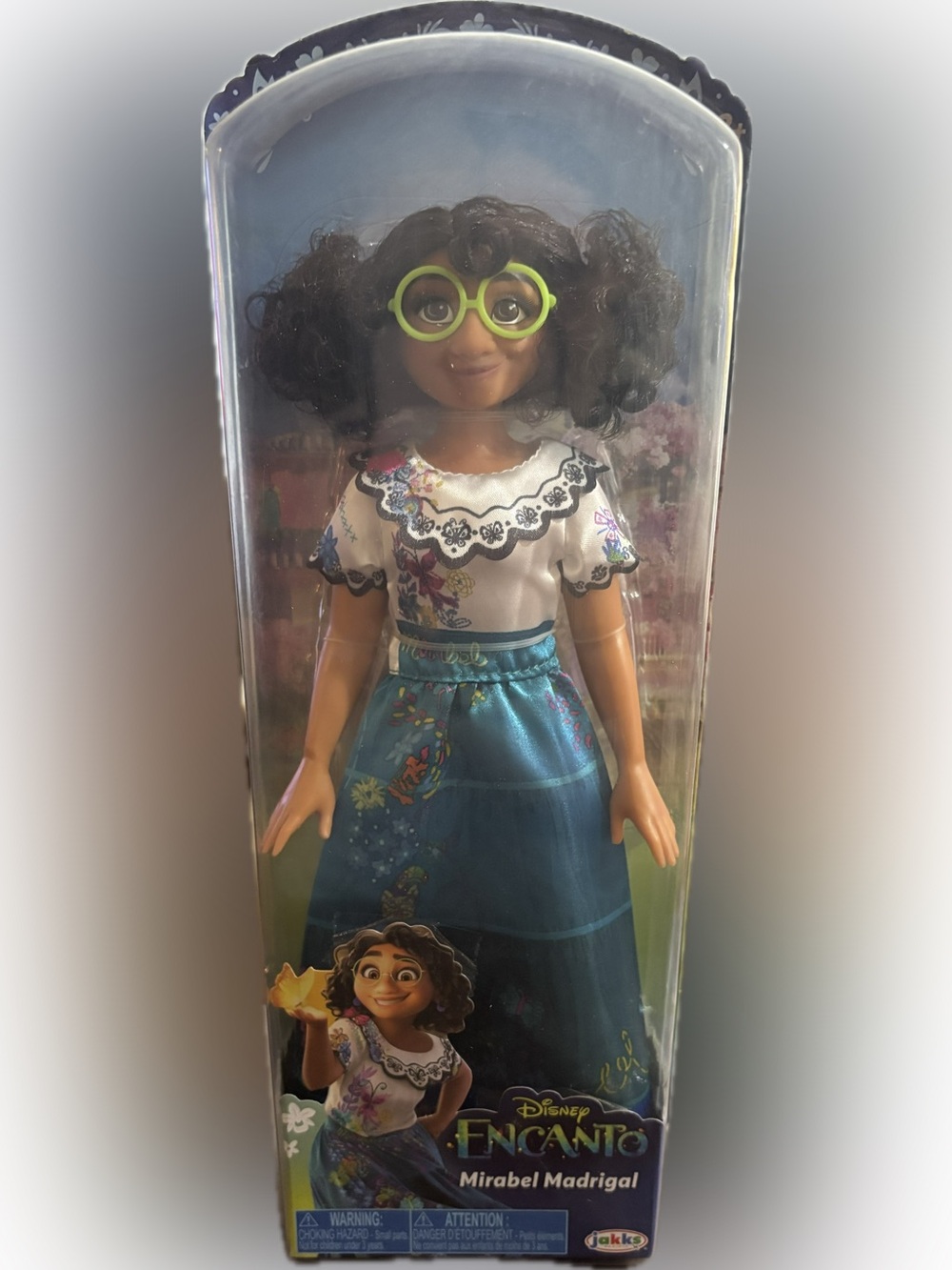 Disney Encanto Mirabel Doll with Teal Blue Skirt and Lime Green Glasses